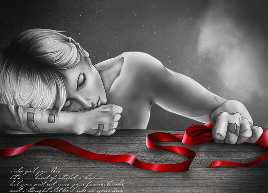 Full Render (adjusted), half body, typography. $40